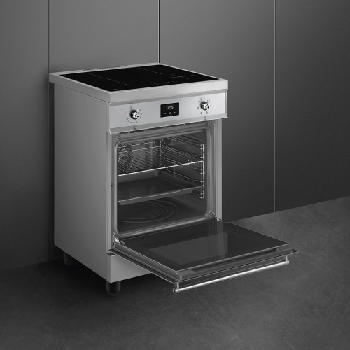Варочный центр SMEG 60 см Classica - индукционная панель с 4 зонами нагрева, таймером и паровой очисткой, нержавеющая сталь