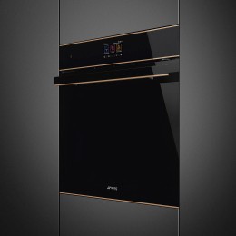 Встраиваемый духовой шкаф SMEG SOP6604S2PNR, 60 см, пар, пиролитическая очистка, 19 функций, черное стекло Eclipse, медный профиль.