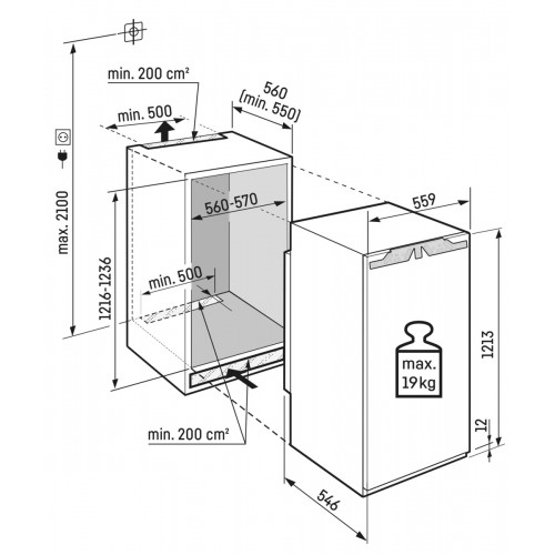 Встраиваемый морозильный шкаф Liebherr/ ниша 122, Prime, NoFrost, 5 контейнеров, door-on-door