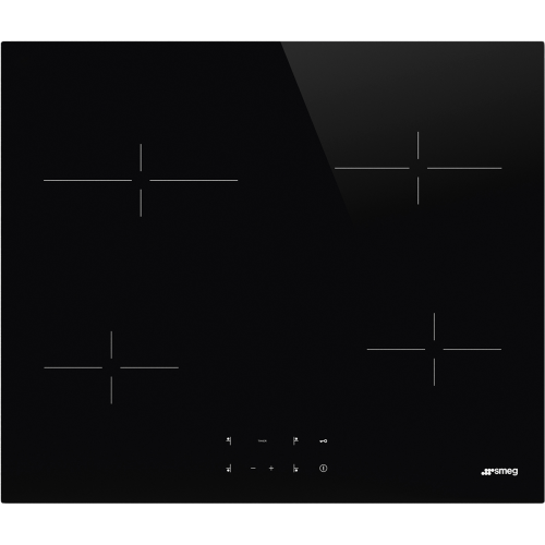 Варочная поверхность SMEG/ Варочная поверхность SMEG, 60 см, прямой край, 4 зоны нагрева, Hi-Light, 9 уровней мощности, автоматическое выключение, индикация остаточного тепла, таймер, бустер, сенсорное управление, цвет черный