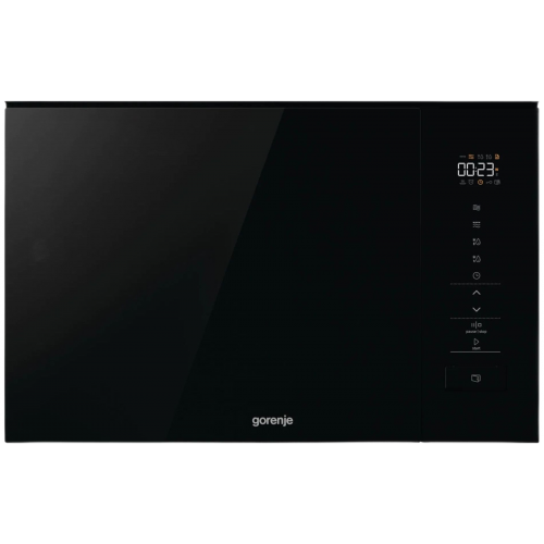 Встраиваемая микроволновая печь Gorenje 20 л с грилем, 15 автопрограмм и электронным управлением - черная, размеры 38.6х59.4х31.7 см