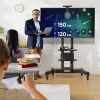 Мобильная стойка ONKRON для ТВ 40-70 с наклоном 0°, поворотом 0°, высотой 1200-1500мм, 2 полками и колесиками, черная