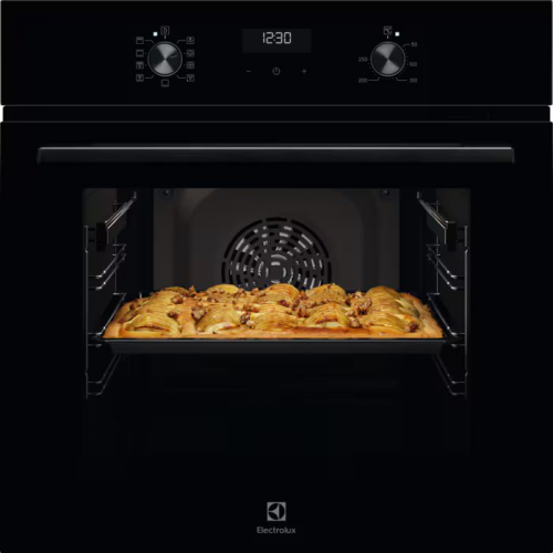 Встраиваемая электрическая духовка ELECTROLUX SteamBake черная с паром, таймером и телескопическими направляющими