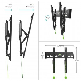 Кронштейн ONKRON SN14 Black 32-65'' наклон 12° VESA до 400x400 мм, макс вес 56,8 кг