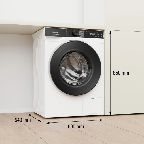 Стиральная машина Gorenje/ Стиральная машина Gorenje, отдельностоящая, ВхШхГ 850х600х540 мм, загрузка 9 кг, 15 программ, 1400 об/мин, поворотное/сенсорное управление, цифровой дисплей, Wi-Fi, пар, дозагрузка белья, мотор Inverter Power Drive, цвет белый