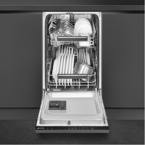 Посудомоечная машина Smeg 45 см - 9 комплектов, 6 программ, сенсорное управление, инверторный мотор, защита от протечек.