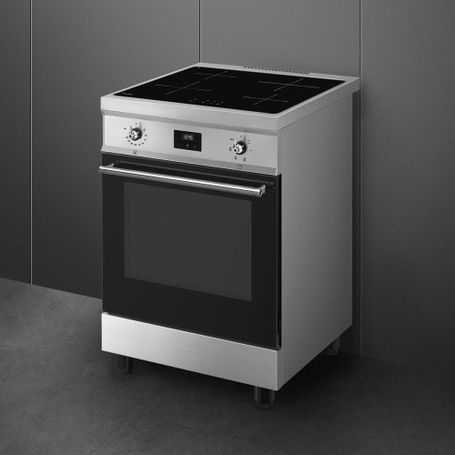 Варочный центр SMEG 60 см Classica - индукционная панель с 4 зонами нагрева, таймером и паровой очисткой, нержавеющая сталь