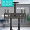 Мобильная стойка ONKRON для ТВ 40-70 с наклоном 0°, поворотом 0°, высотой 1200-1500мм, 2 полками и колесиками, черная