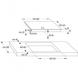 GORENJE EC642CLB: Стеклокерамическая варочная панель, Черная, 59,5x51 см, 8,2 кг