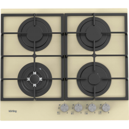 Варочная панель Korting hgg 6722 ctb, стекло, 60 см, 4 конфорки, WOK, газ-контроль, электроподжиг