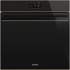 Встраиваемый духовой шкаф SMEG Dolce Stil Novo с паром и пиролитической очисткой, 60 см, 19 функций, черное стекло Eclipse, медный профиль