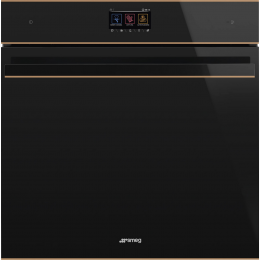 Встраиваемый духовой шкаф SMEG SOP6604S2PNR, 60 см, пар, пиролитическая очистка, 19 функций, черное стекло Eclipse, медный профиль.
