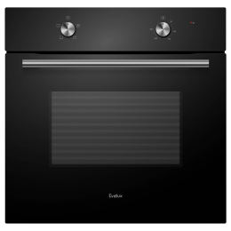Духовой шкаф EVELUX EO 610 B, 60 см, 65 л, механическое управление, 4 режима, черное стекло.