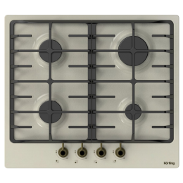 Варочная панель KORTING HG 645 CRB, газовая, 60 см, 4 конфорки, газ-контроль, электроподжиг, слоновая кость, бронза.