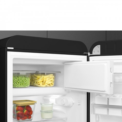 Холодильник SMEG 50-х годов, однокамерный, черный, 122 л, с морозильной камерой и компрессором, энергоэффективность D