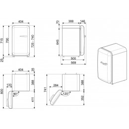 Холодильник SMEG FAB5LSV6, 34 л, серебристый, стандартный компрессор, стиль 50-х