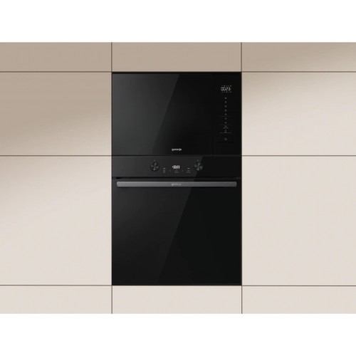 Встраиваемая микроволновая печь Gorenje 20 л с грилем, 15 автопрограмм и электронным управлением - черная, размеры 38.6х59.4х31.7 см