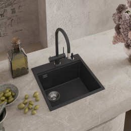 RIVELATO Мойка TESORO, 1-чаша, общий размер 500*510 мм, монтаж: врезной, материал: Terigranit, цвет: антрацит