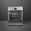 Варочный центр SMEG 60 см Classica - индукционная панель с 4 зонами нагрева, таймером и паровой очисткой, нержавеющая сталь