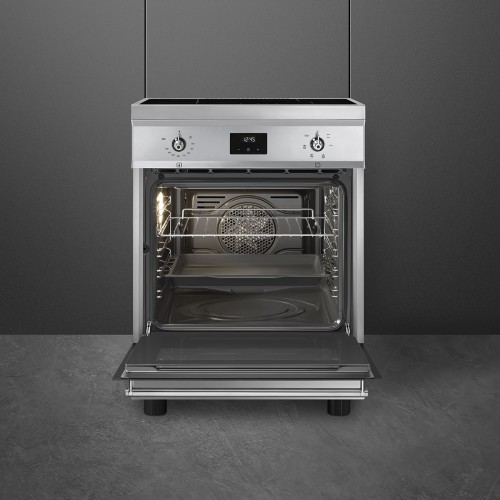 Варочный центр SMEG 60 см Classica - индукционная панель с 4 зонами нагрева, таймером и паровой очисткой, нержавеющая сталь
