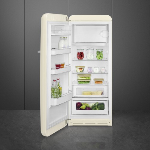 Холодильник SMEG/ Отдельностоящий однодверный холодильник, ВхШхГ 1500х601х728 мм, стиль 50-х годов, 60 см, кремовый, петли слева