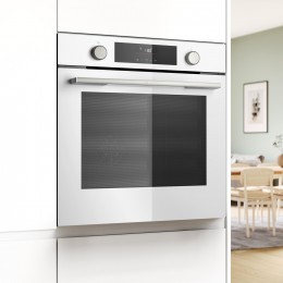 Bosch HUA736EV0T, духовой шкаф белый, 66л, класс А, 8 режимов, пара, EcoClean, телескопические направляющие.