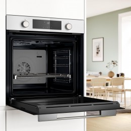 Bosch HUA736EV0T, духовой шкаф белый, 66л, класс А, 8 режимов, пара, EcoClean, телескопические направляющие.