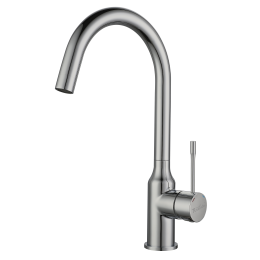 RIVELATO 1923502 BS однорычажный смеситель для кухни Garda С-обр. D-35мм, поворотный излив, материал: латунь, цвет: нержавеющая сталь