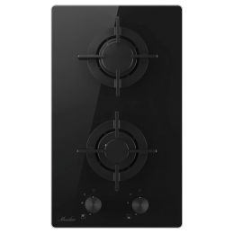 Варочная панель MONSHER MGG 34 Noir, газ, 30 см, 2 конфорки, электроподжиг, газ-контроль, черное стекло.