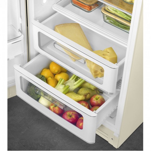 Холодильник SMEG/ Отдельностоящий однодверный холодильник, ВхШхГ 1500х601х728 мм, стиль 50-х годов, 60 см, кремовый, петли слева