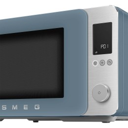 Микроволновая печь SMEG, отдельностоящая, объем 27 л, 9 функции приготовления, аэрогриль, 25 автоматических программ, быстрый старт, размораживание, мощность 900 Вт, 5 уровней мощности, инвертер + поворотный стол, плавное открывание дверцы, цвет синий што