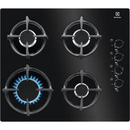 Варочная панель Electrolux EGG6407K, газовая, 4 конфорки, чугунные решетки, газ-контроль, электроподжиг.