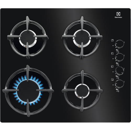 Встраиваемая газовая панель ELECTROLUX - 4 конфорки, газ на стекле, чугунные держатели, газконтроль и автоподжиг