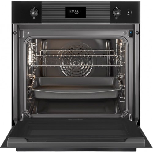 Встраиваемая электрическая духовка SMEG Linea 60 см - Многофункциональный духовой шкаф с паром, 11 функций, черное стекло Deep Black