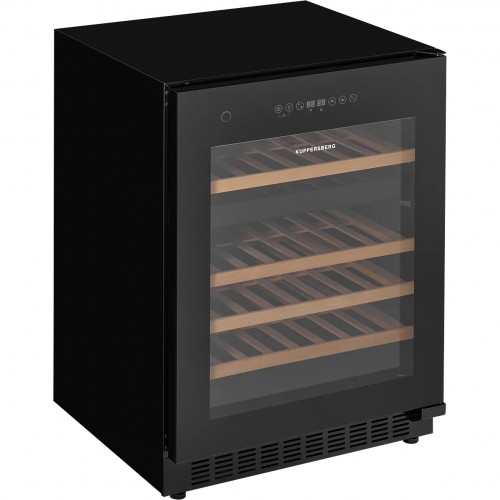 Винный шкаф KUPPERSBERG/ Винный шкаф KUPPERSBERG, ВхШхГ 820х595х570 мм, встраиваемый, High-Tech, объем 129 л, вместимость 46 бутылок, диапазон температуры 5-22 градусов, сенсорное открытие двери, 4 полки из бука, LCD дисплей, уровень шума 40 дБ, цвет черн
