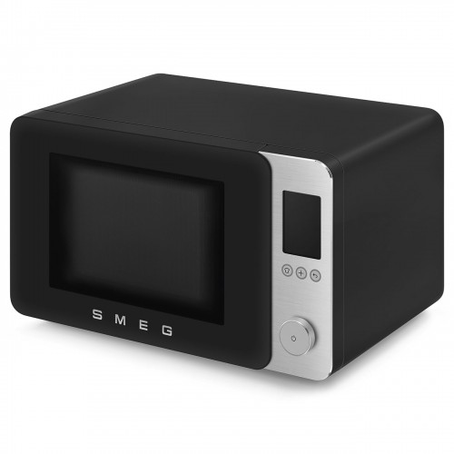 Микроволновая печь SMEG, отдельностоящая, объем 27 л, 9 функции приготовления, аэрогриль, 25 автоматических программ, быстрый старт, размораживание, мощность 900 Вт, 5 уровней мощности, инвертер + поворотный стол, плавное открывание дверцы, цвет черный