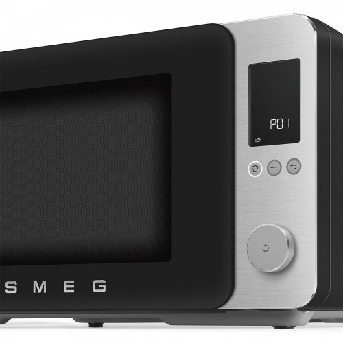 Микроволновая печь SMEG, отдельностоящая, объем 27 л, 9 функции приготовления, аэрогриль, 25 автоматических программ, быстрый старт, размораживание, мощность 900 Вт, 5 уровней мощности, инвертер + поворотный стол, плавное открывание дверцы, цвет черный