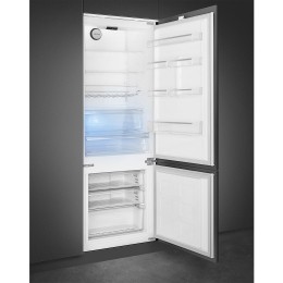 Встраиваемый холодильник SMEG C875TNE, No-Frost, скользящие направляющие, перенавешиваемая дверь, класс E, белый/хром.
