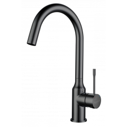 RIVELATO 1923502 PVD black однорычажный смеситель для кухни Garda С-обр. D-35мм, поворотный излив, материал: латунь, цвет: черный