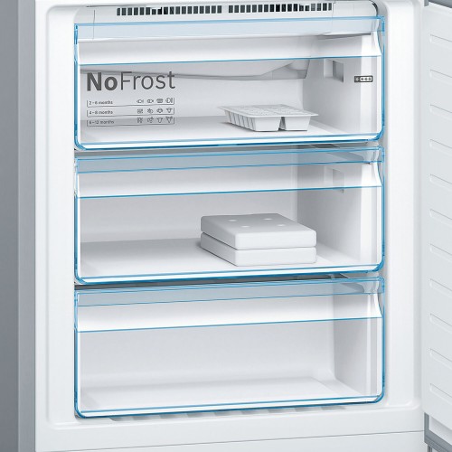 Холодильник BOSCH 6 серия черный под стеклом, NoFrost, 290+110 л, SuperCooling, морозильная камера нижняя