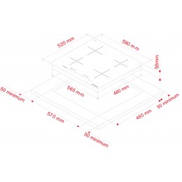 Варочная панель Kuppersberg ICI 605, индукционная, 4 конфорки, 7.4 кВт, 60 см, сенсорное управление, таймер, блокировка, бустер.