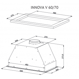 Вытяжка Kuppersberg Innova V 60 White, 1300 м³/ч, 46 дБ, 4 скорости, турбо, таймер, сенсорное управление, LED освещение.