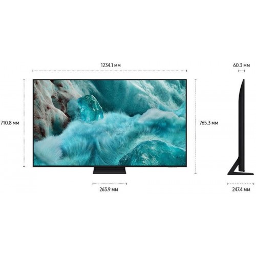 Телевизор ЖК 55'' Samsung/ 55", QLED, Ultra HD, Tizen Smart TV, HDR10+, Wi-Fi, Voice, DVB-T2/C/S2, Bluetooth, CI+(1.4), 20W, OTS Lite, 3HDMI, 2USB, Titan Gray 2025