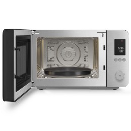 Микроволновая печь SMEG, отдельностоящая, объем 27 л, 9 функции приготовления, аэрогриль, 25 автоматических программ, быстрый старт, размораживание, мощность 900 Вт, 5 уровней мощности, инвертер + поворотный стол, плавное открывание дверцы, цвет черный