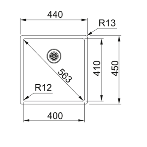 Мойка Franke 127.0677.488/Best, Серия BOX, BXX 210-40, 440x450 mm, скрытый перелив, крепления FastFix