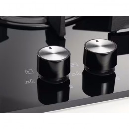 Газовая поверхность Electrolux EGC3322NVK, 2 конфорки, 3900 Вт, стекло, чугунные решетки, газ-контроль, 29x52 см