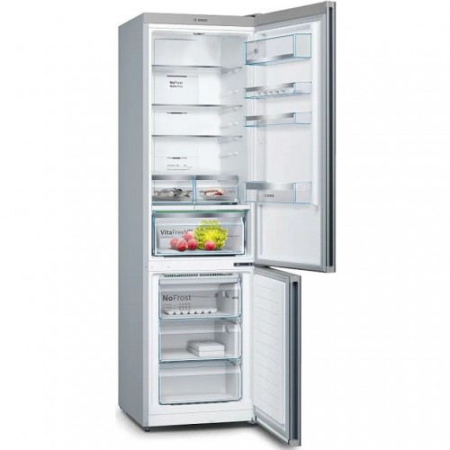 Холодильник BOSCH 6 серия черный под стеклом, NoFrost, 290+110 л, SuperCooling, морозильная камера нижняя
