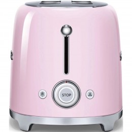 SMEG TSF02PKEU Тостер: Ретро, 4 ломтика, нержавеющая сталь, 6 уровней поджаривания, розовый