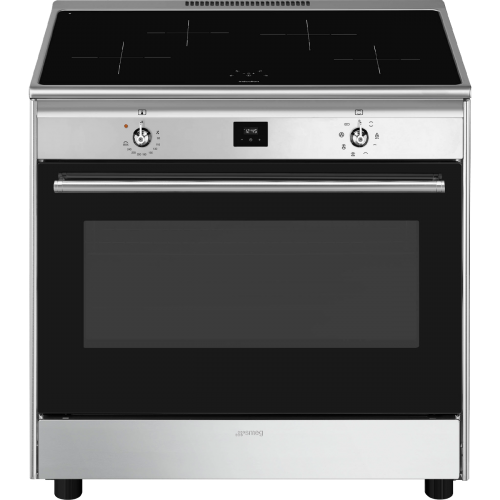 Варочный центр SMEG 90х60 см с индукционной поверхностью и электрической духовкой - нержавеющая сталь