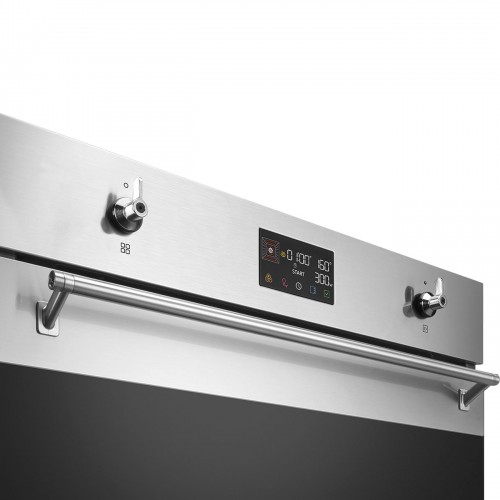 Встраиваемая электрическая духовка SMEG 60 см с СВЧ, 11 функций, паровая очистка, нержавеющая сталь - Коллекция Classica
